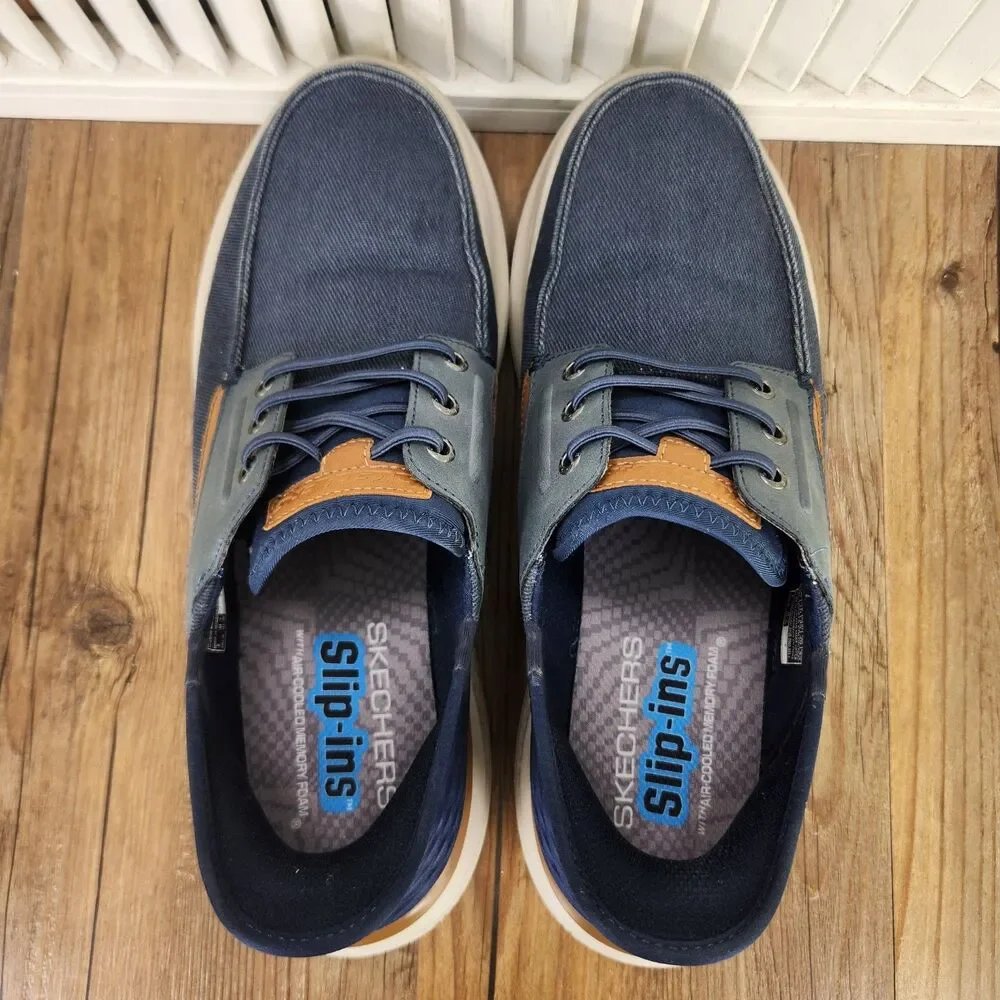 Skechers Slip-Ins RF Hasting Niko Hands Free Shoes Men's 11 Navy Casual Sneakers